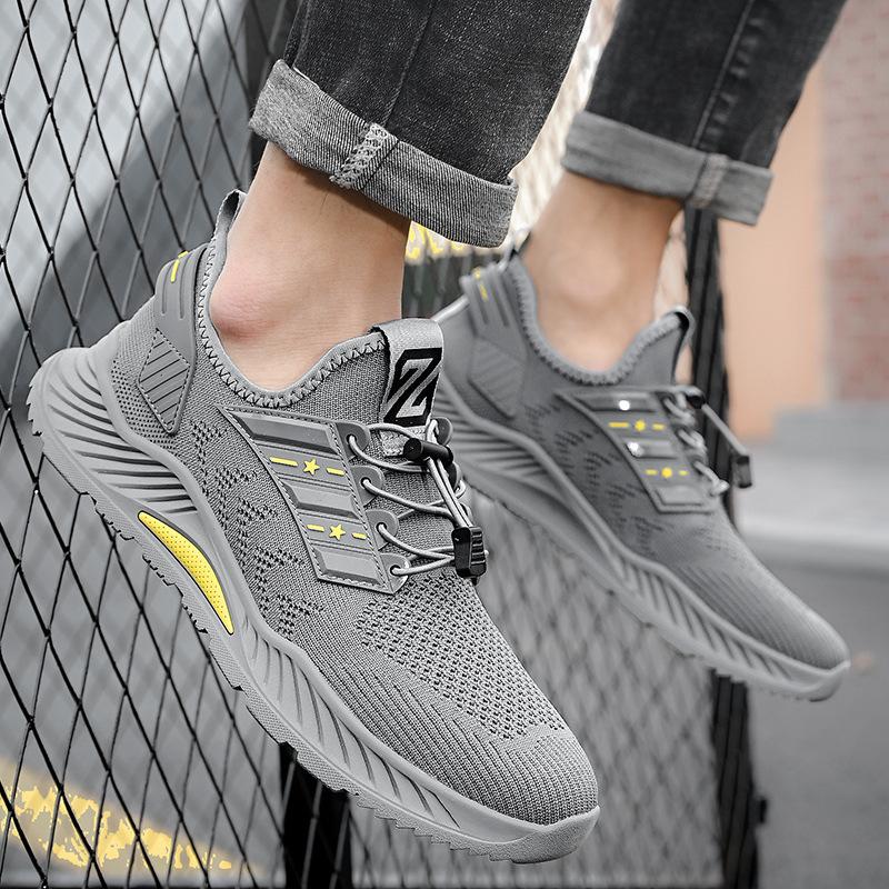 Summer New Outdoor Mesh Breathable Soft Sole Shoes Men's All-Matching Comfortable Lightweight Slip-on Flyknit Casual Shoes