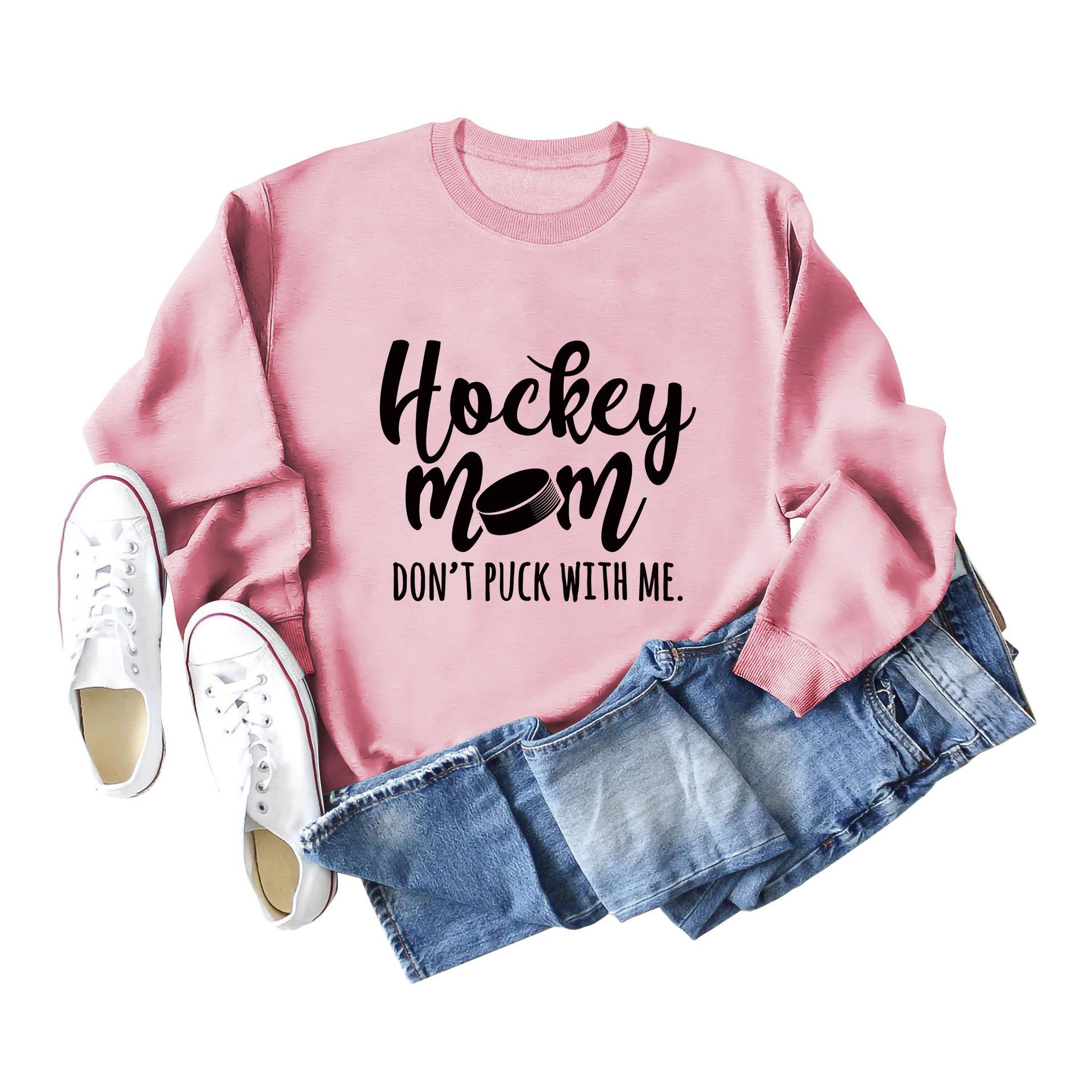 

Hockey Mom Don t Puck Round Neck European-American Women s Long-Sleeve Shirt L