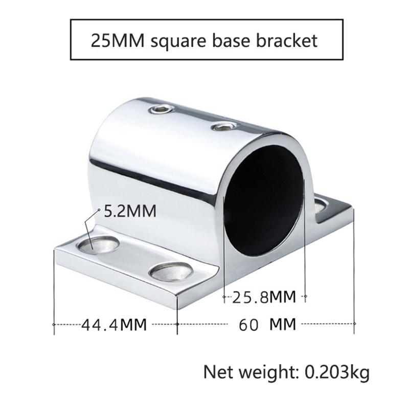 20/22/25Mm Stainless Steel Square Tube Post Base Fixation Anti Corrosion Marine Bracket For Boat Handrail Deck Rail Support