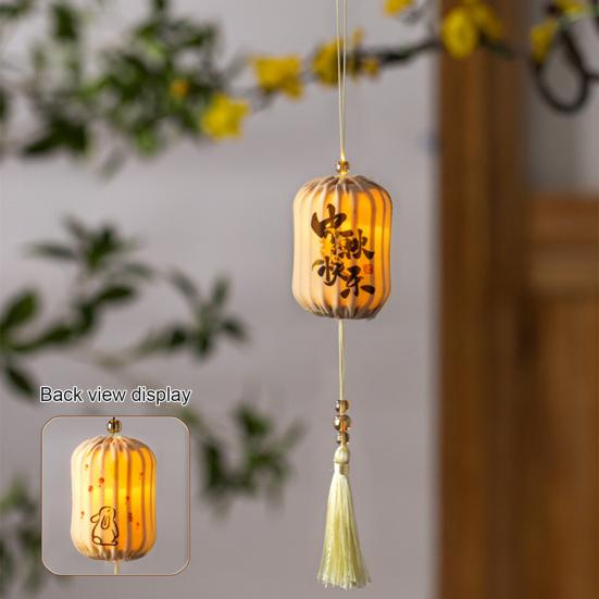 Warm Ambient Lighting Traditional Mini Chinese Lantern with LED Light, Handheld Middle Winter Melon Shaped Lamps Autumn Festival for Spring Festival,