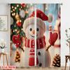 2pcs,2D Plane Printing Curtain Fabric Cute Snowman Christmas Festive Season (4) Versatile 100% Polyester (without Rod) Art Deco