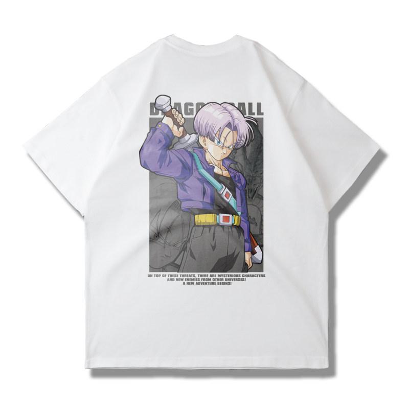 The Anime Dragon Ball Collaboration Black Goku Shortsleeved Tshirt for Men and Women in Loose Black and White for Summer