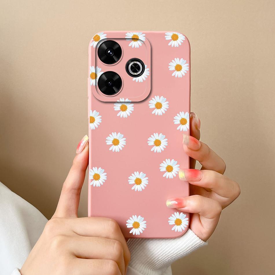 Case For Poco M6 Pro Sunflower Camera Protection Phone Cases For Xiaomi Poco M 6 M6Pro 4G 5G Soft Liquid Silicone Back Cover