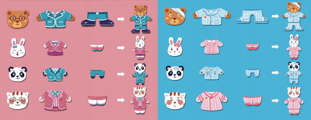 [PACZA][1] Magnetic Puzzle Dress Up Teddy Bear 49 Puzzles Z545