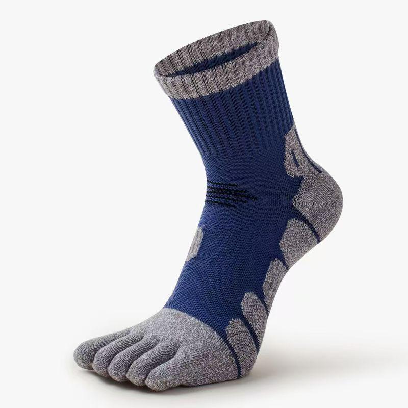 Men's Five-Toe Thick Terry Socks - Breathable, Sweat-Absorbent, Anti-Odor, Ideal for Autumn/Winter Outdoor Running