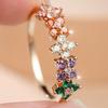 Forest-themed Floral Ring with Colorful Cubic Zirconia Stones Long, Gradient, Multi-colored Diamond-studded, Lightweight, and Luxurious Jewelry for