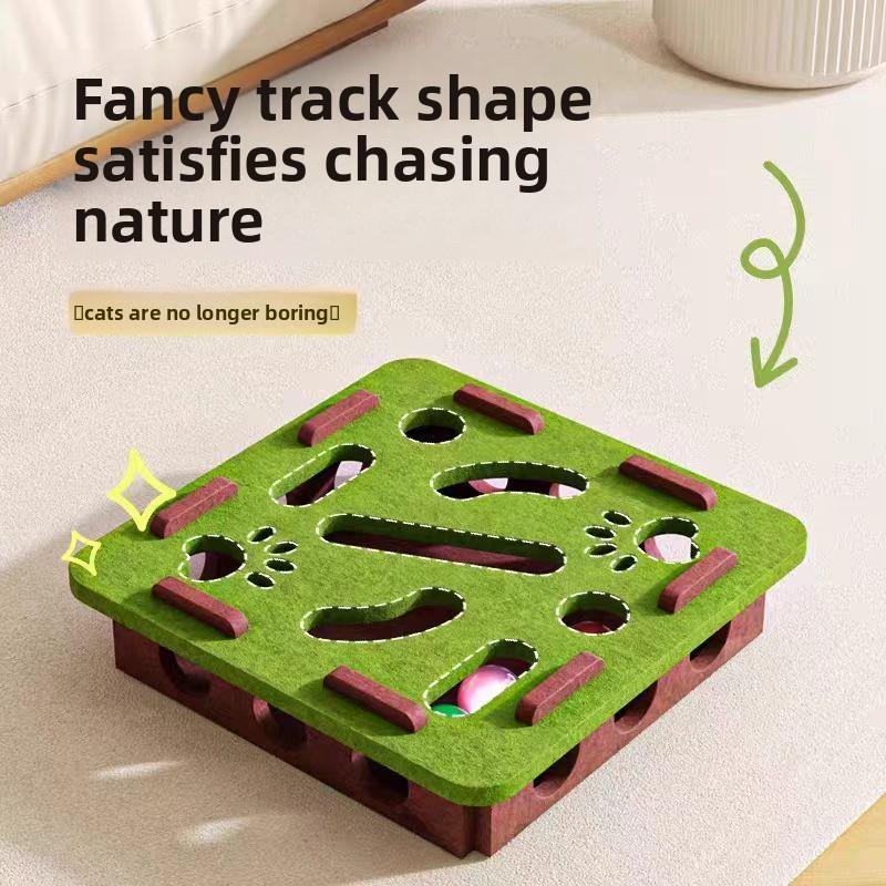 Interactive Cat Toy Puzzle Maze with Bells Felt Box for Kittens To Play and Scratch
