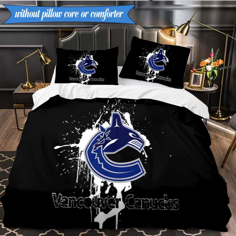 3PCS Vancouver Canucks Printed Bedding Set For Bedroom dormitory, Includes 1 Duvet Cover & 2 Pillowcases for All Seasons Home Decor Fan gifts