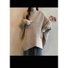 Plus Size Women's Batwing Sleeve Ribbed Knit Sweater with Half-High Round Neck