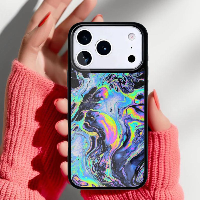 Neon Marble Art Phone Case for iPhone 17 Air 16e 15 14 13 Pro Max Back Cover for 12 11 Pro Coque