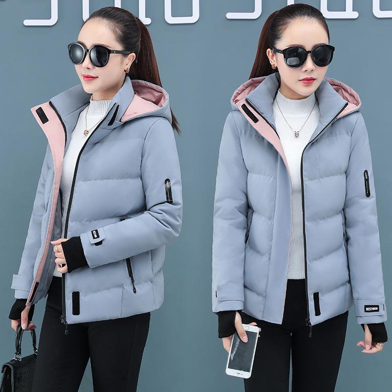 Women's Plus Size Autumn Winter Padded Thickened Hooded Down Jacket Short Casual Loose Zip Outerwear