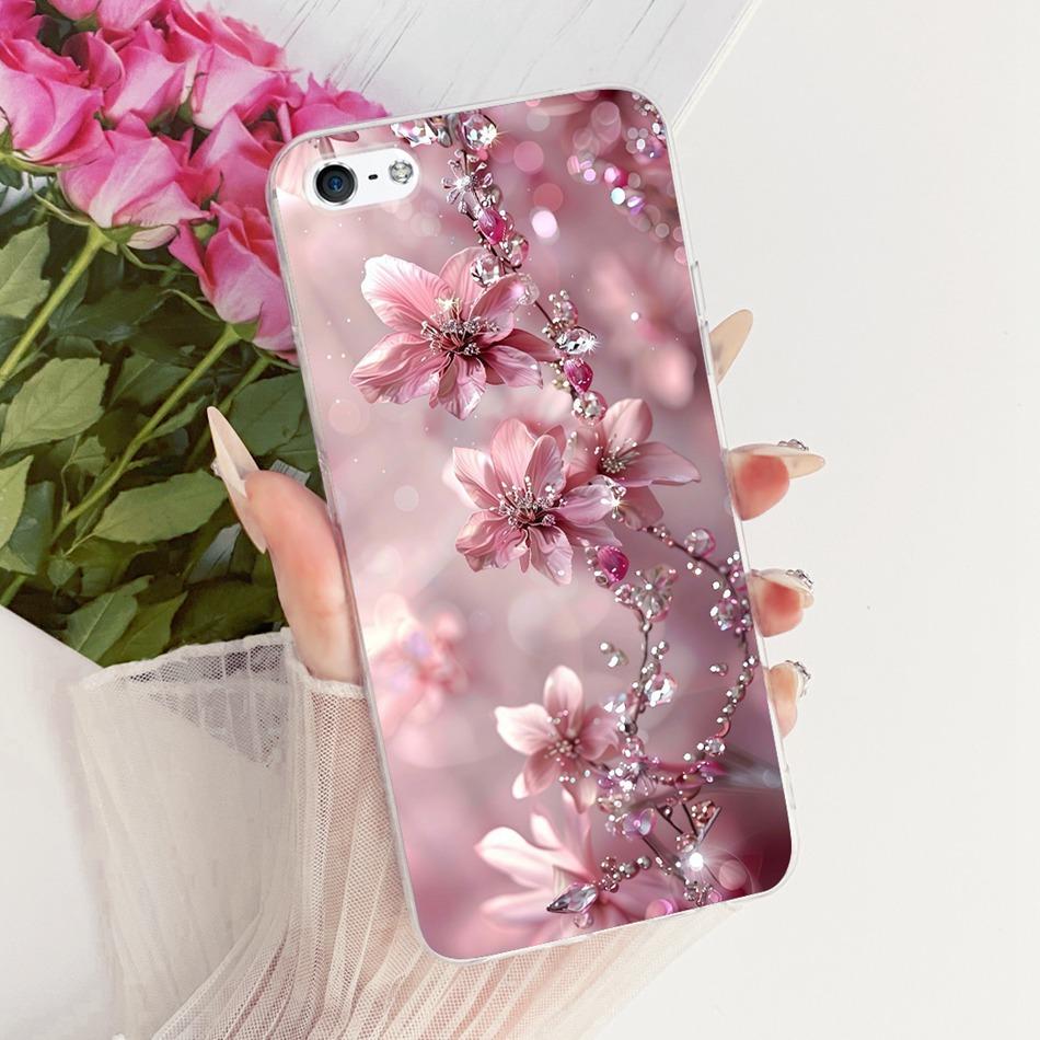 For iPhone 5 5s SE (2016) 4 4s Cute Flower Butterfly Cat Painted Case For iPhone5 iPhone4 Soft Silicone TPU Phone Cases