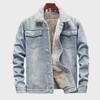 Men's Velvet-Lined Denim Jacket: Warm Cotton Coat In Japanese Fashion for Autumn and Winter.