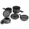 Camping Cookware Kit Aluminum Alloy Pot Teapot Fry Pan Saucer Plate Bowl Soup Spoon for Outdoor Traveling