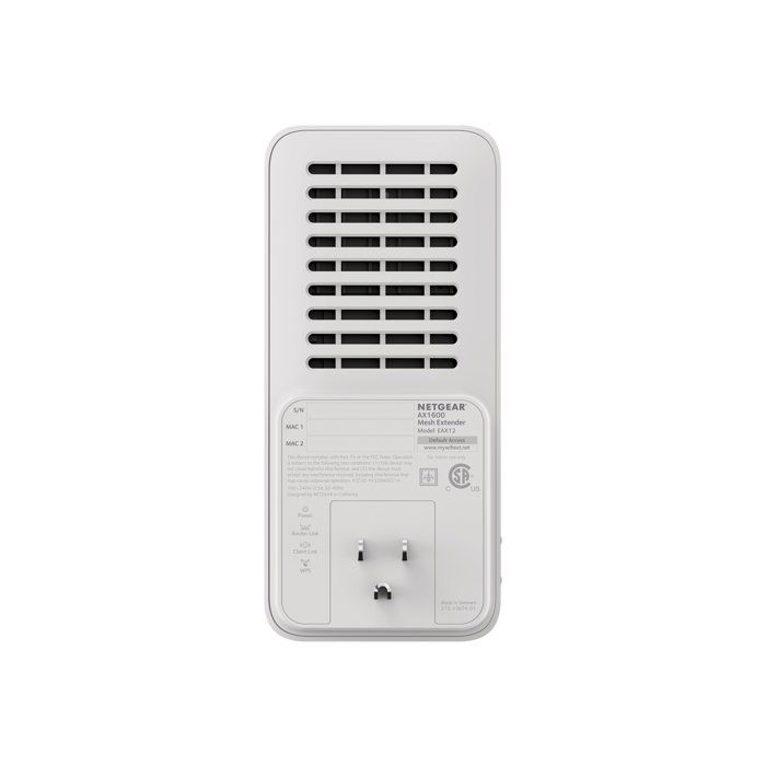 Répéteur Mesh Wifi 6 - NETGEAR - EAX12 - Couvre jusqu'à 100 m² - Débit 1200 Mbit/s - 2,4-5 GHz