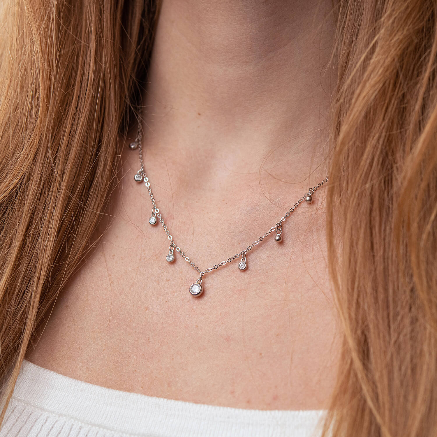 

Срібне кольє з фіанітами Oniks 40 срібний