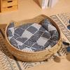 Rattan Cat Bed Scratching Board Removable Washable Woven Grass Nest All Seasons For Cats And Kittens Home Balcony Decor Gift