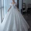 2025 French Luxury Wedding Dress for Petite Pregnant Bride - Princess Style with Train and Heavy Embroidery (D102)