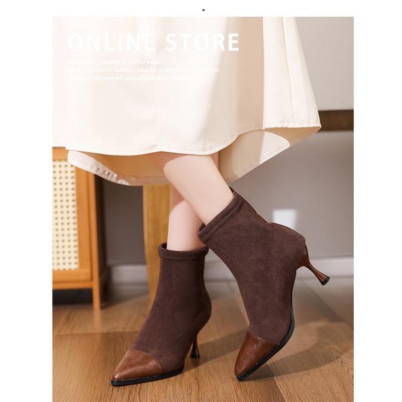 Large size kitten and fashion women's boots autumn and winter new pointed middle tube knee socks boots