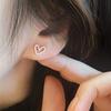Hollow Love Earrings, Slightly Inlaid Sweet Heart Earrings, Korean Simple Peach Heart Women'S Stud Earrings