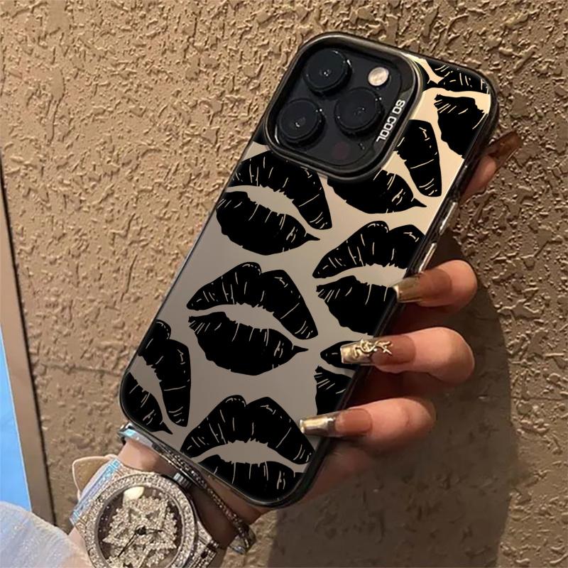 Aesthetics Sexy Girl Red Black Lips Phone Case For iPhone 11 16 Pro Max Cases iPhone 15 Pro Max 14 13 12 16Pro Cases Cover Shell