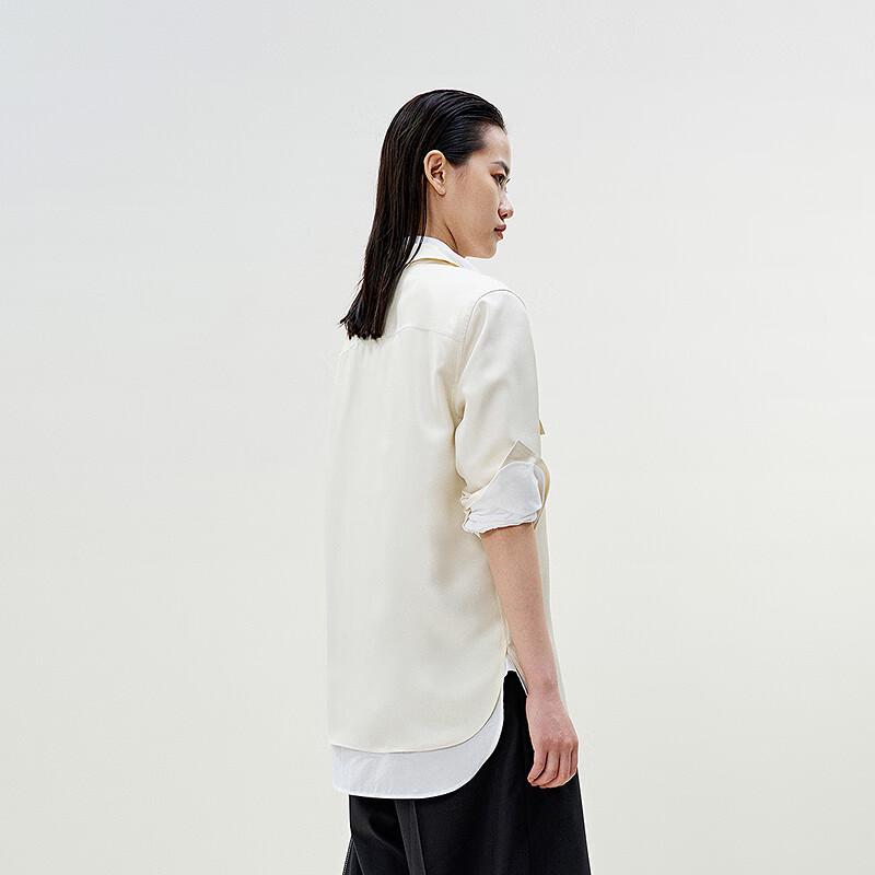 LESS Women's Mulberry Silk Loose Fit Long-Sleeve Shirt