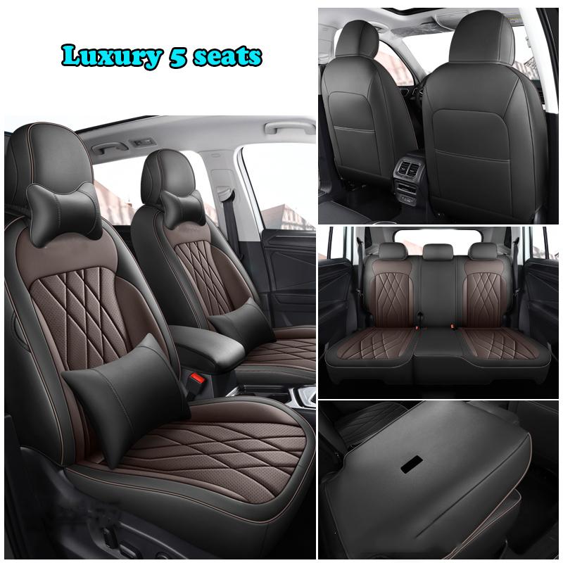 Full Coverage Luxury Car Special Seat Covers For Volkswagen VW Tiguan L 2017-2025 Waterproof PU Leather Non-slip Auto Parts