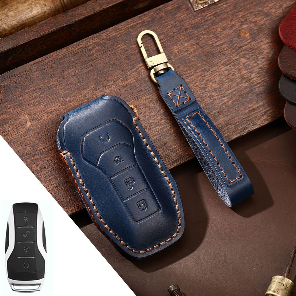 HALLMO Genuine Leather Car Key Case Cover For BYD