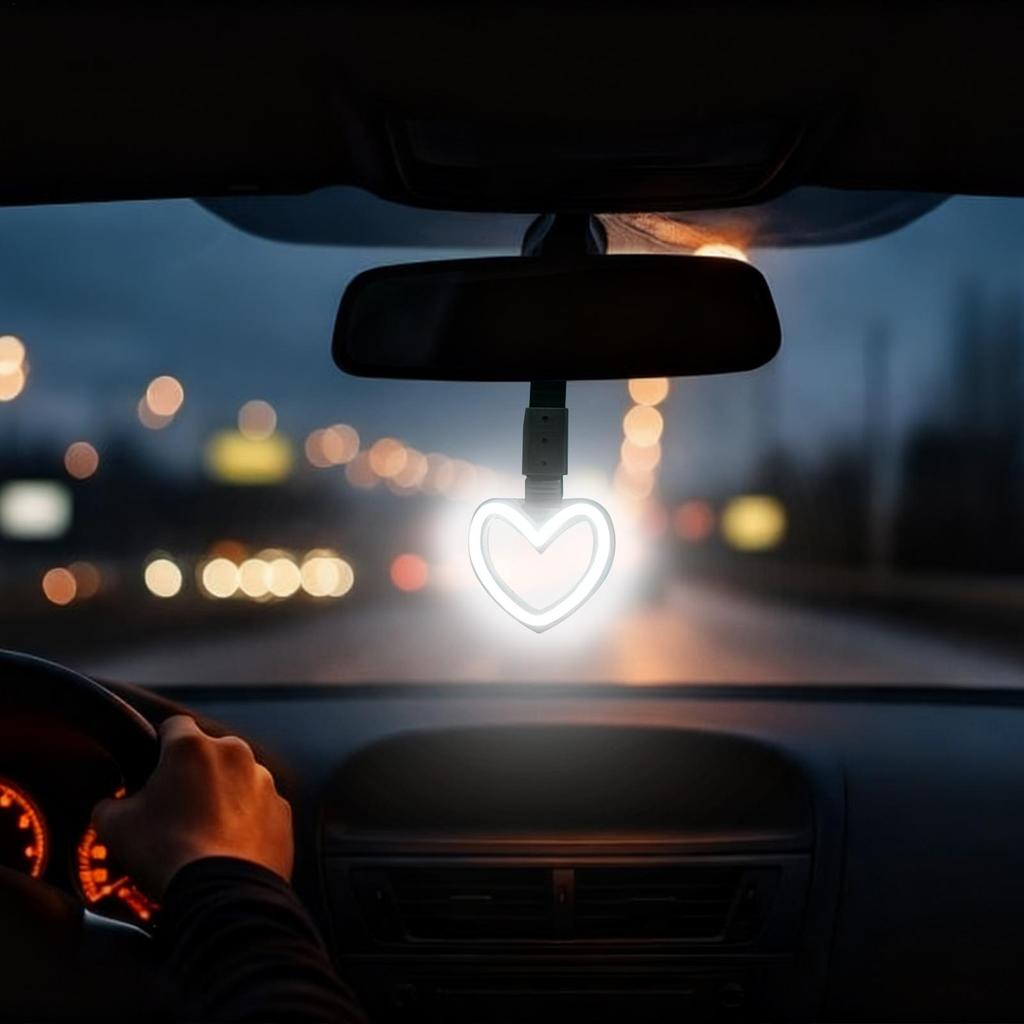 Rückspiegel Dekoration Herzförmig Automobil LED Ornament Hinterer Stoßfänger Warnring für SUV Wohnmobil Limousine LKW Auto Fahrzeug