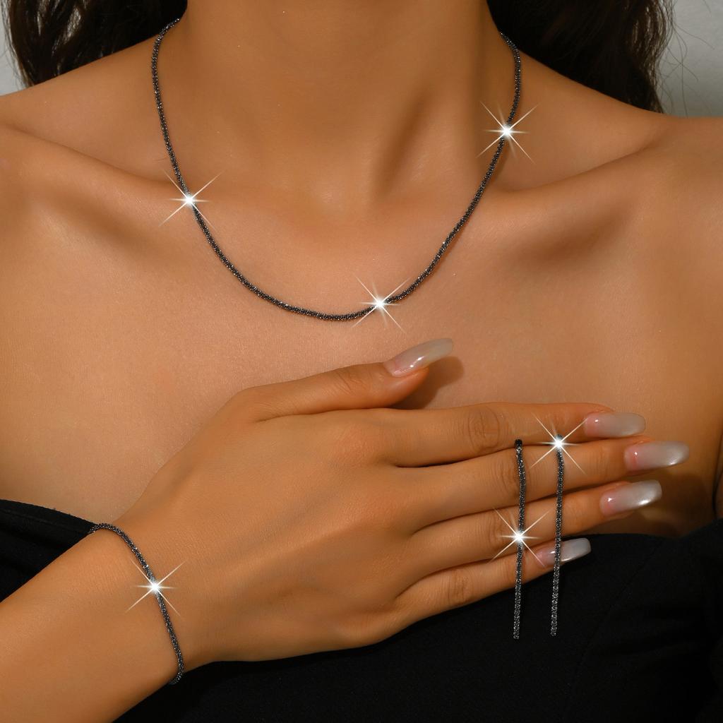 925 Sterling Silver Sparkling Necklace Women's Light Luxury Niche Design Gypsy Collarbone Chain Plain Chain Silver Bare Chain Neck Chain