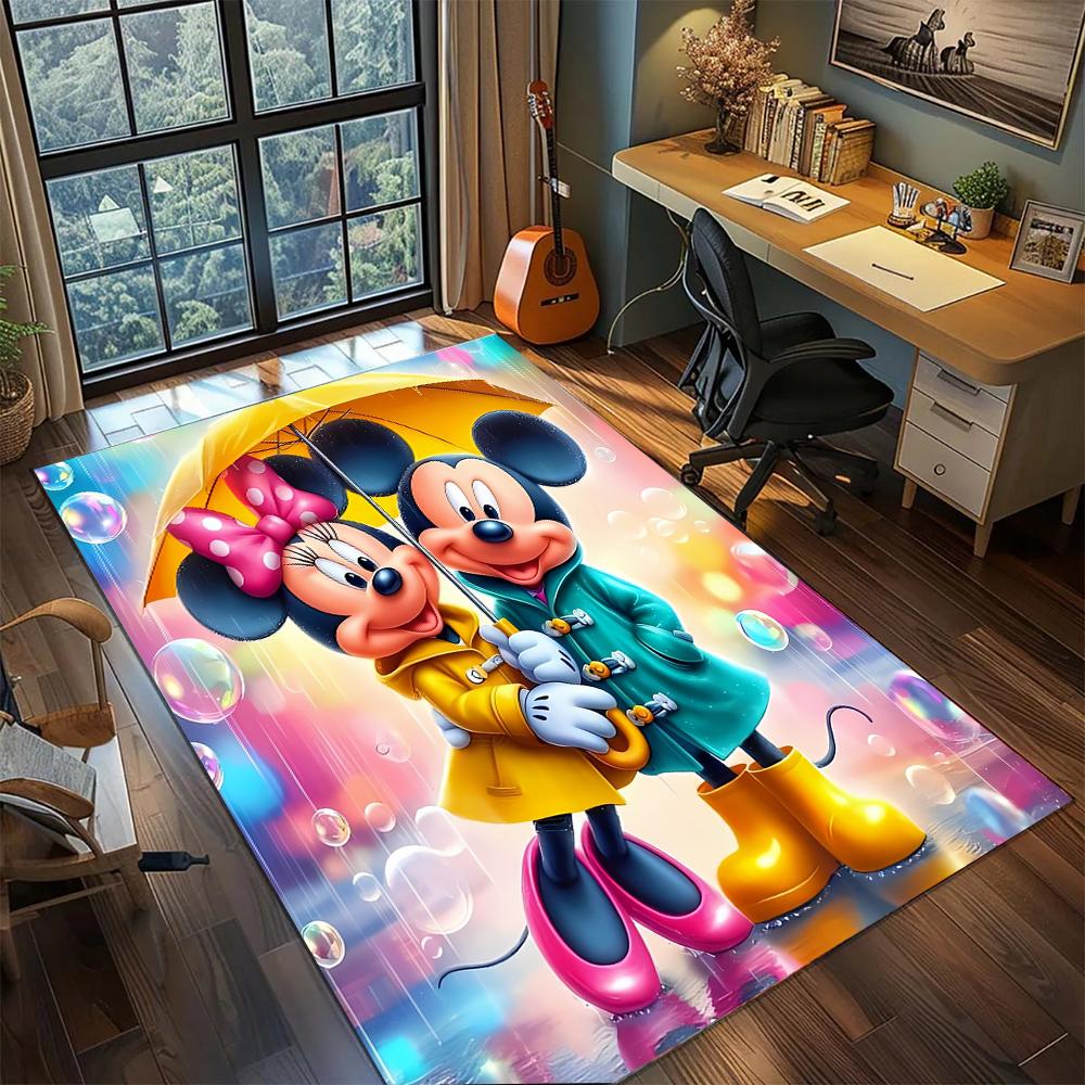 Mickey & Minnie's Playful Paradise Rug Carpet Large Area Rug Non Slip Washable Floor Mat Gamer Room Bedroom Home Decor