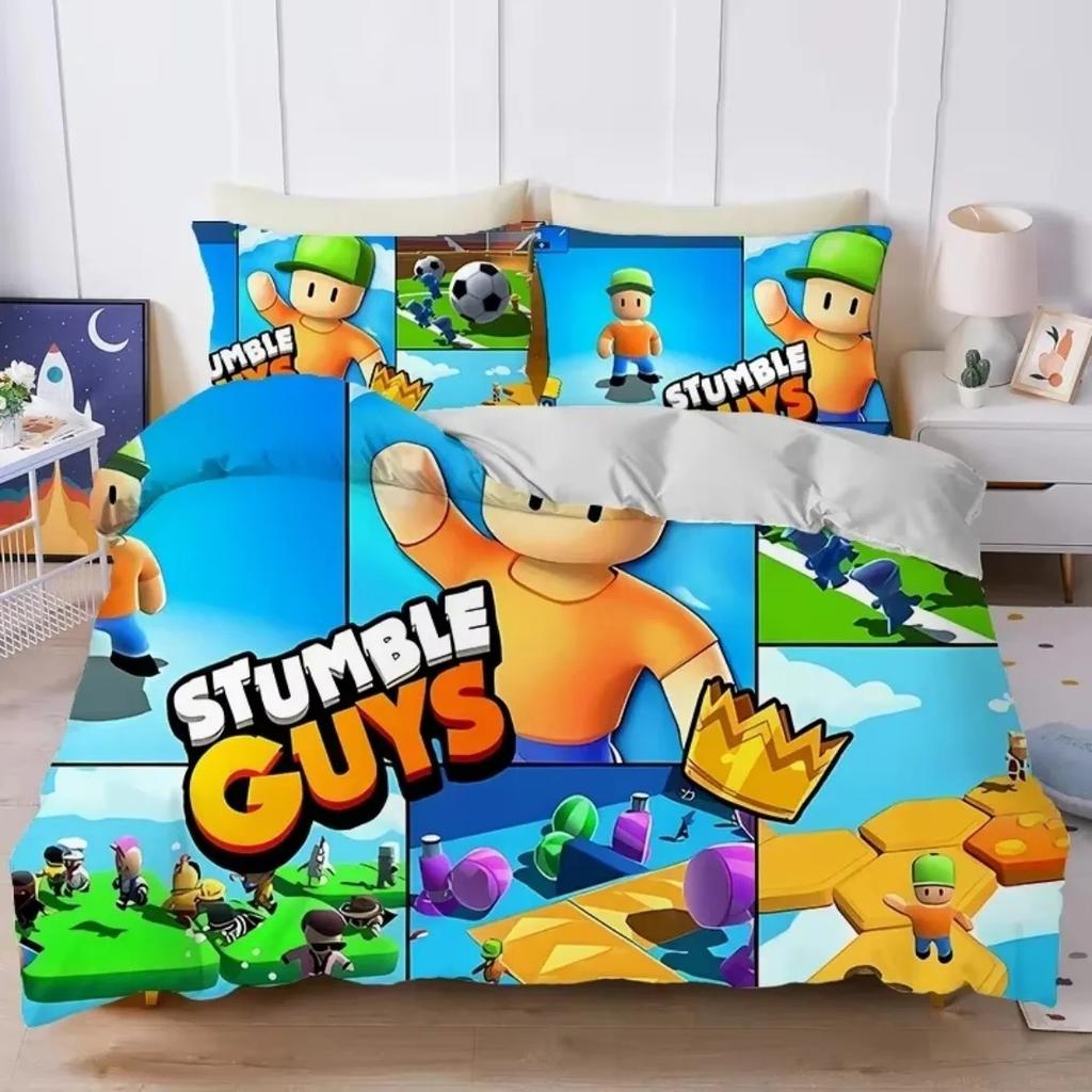 Catoon 3D Print Bedding Set S-Stumbles Guys Duvet Cover Pillowcase Game Bedroom Decoration Bed Youth Girls Boys Gift