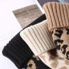 Leopard-print Knitted Wool Cap for W/Pompon Women Beanie Outdoor Casual Winter H