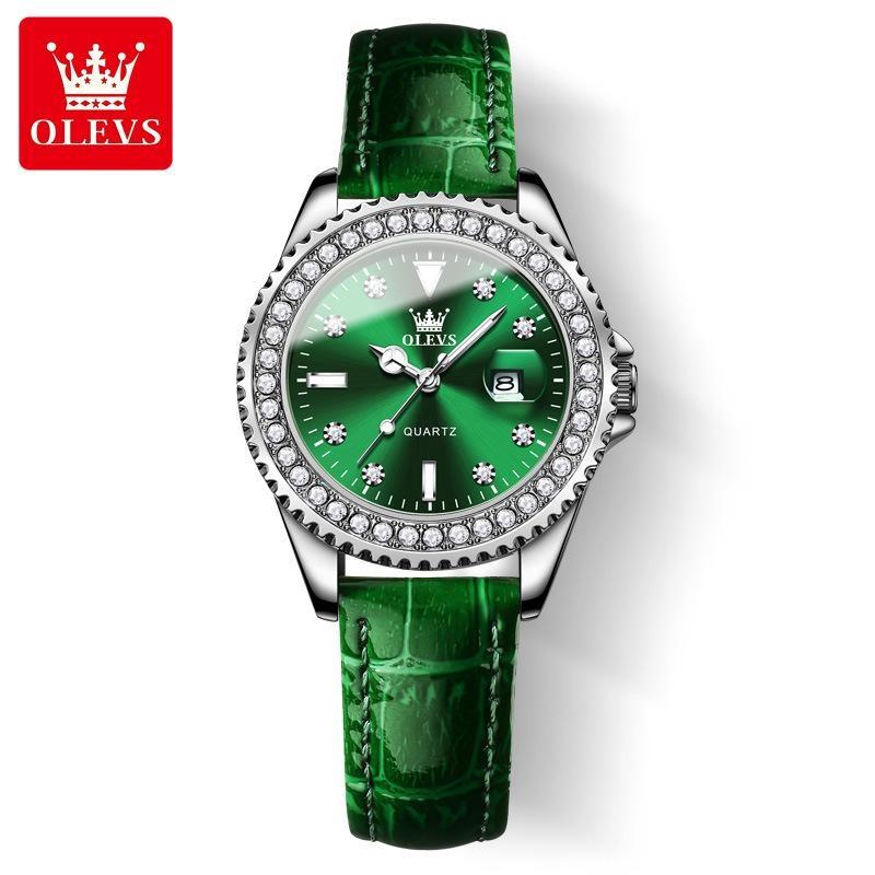 OLEVS Kvartsklokke for kvinner Diamond Dial Luxury Rustfritt stål Vanntett Elegant Dame Mote Topp Merke Dameklokke