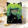 Artwork C-Cat Ear Girl Throw Lightweight 240g Flannel Blanket Soft Skin-friendly for Summer Cooling