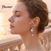 Fashionable Hollow Winding Line Earrings 1 Pair Flower Vase for Women, Retro Metal Shape Silver Metallic Dangle Earrings, DIY Bouquets Floral