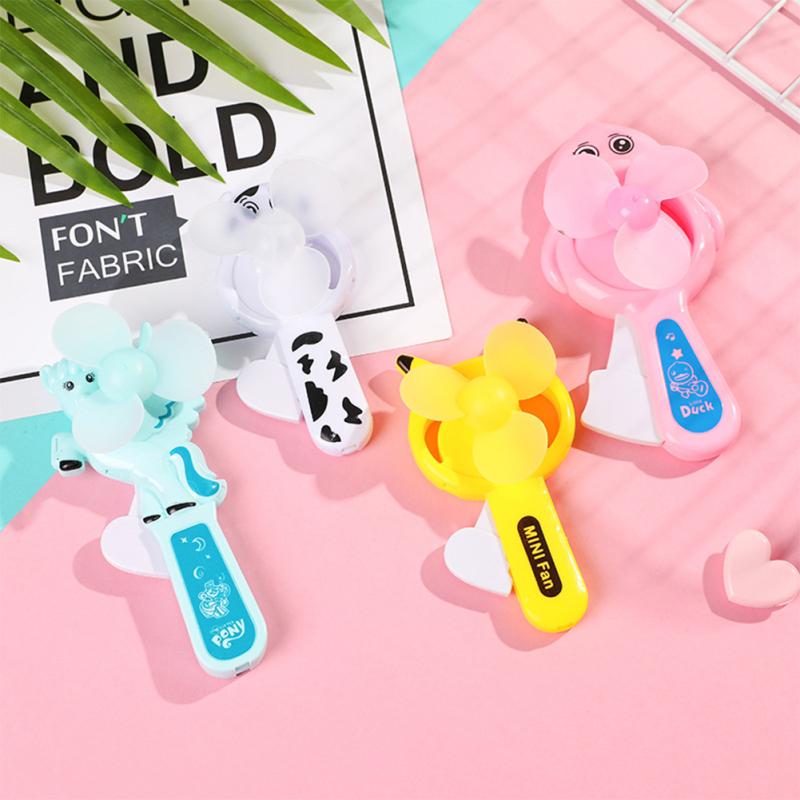 Cartoon Fan Mini Portable Push-type Hand-held Manual Fan Summer Cooling Supplies