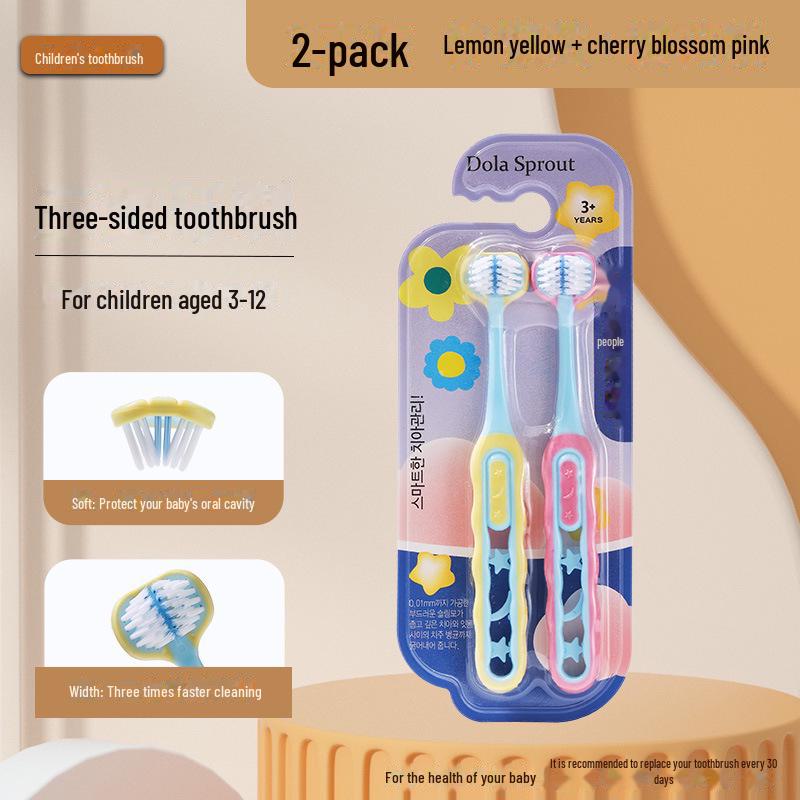 

Детская ультрамягкая трехсторонняя зубная щетка для детей от 3 до 12 лет — симпатичный дизайн для детских зубов, идеально подходит для периода замены зубов и чистки полости рта