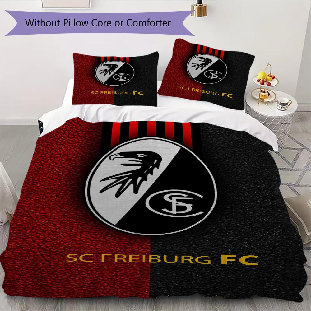 SC Freiburg Vzorované povlečení přikrývka přikrývka povlak na polštář domácí dekorace narozeninový dárek (1 * povlak na peřinu + 2 * povlak na polštář bez jádra)80