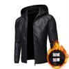 Leather Jacket Men's Autumn and Winter New Slim-fitting Handsome Hooded Locomotive Suit Fleece Thickened Leather Jacket Men's Jacket Tide