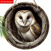2D Flat 1pc Round Wooden Owl Tree Nest Decorative Art Sign, Art Hanging Home Decoration Wooden Sign, Wall Pediments with Owl Nest Design Element
