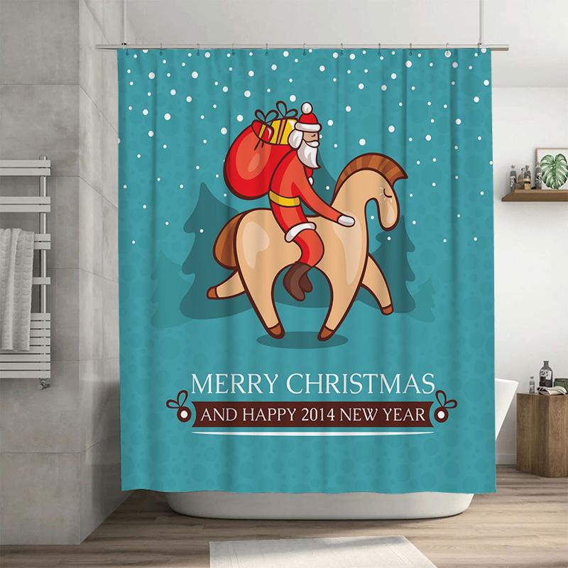 

Tu Christmas Shower Curtain Merry Christmas Decor Festive Holiday Bathroom Decor Xmas Pattern Backdrop Waterproof Holiday Gift W60H190(CM)-1 Pcs