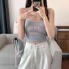#Summer Letter Print Spice Girl Style Beautiful Back Underwear Women's Suspender Small Vest with Chest Pad Inner Primer