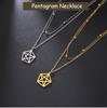 Cazador Pentagram Pentagonal Pendant Necklace for Women Heart Star Geometric Stainless Steel Chain Necklaces Jewelry Wholesale