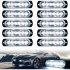 10Pcs LED Emergency Strobe Light, Amber White 6-LED Ultra Slim Surface Mount Flashing Warning Hazard Caution Light Bar For Car Truck Off Road