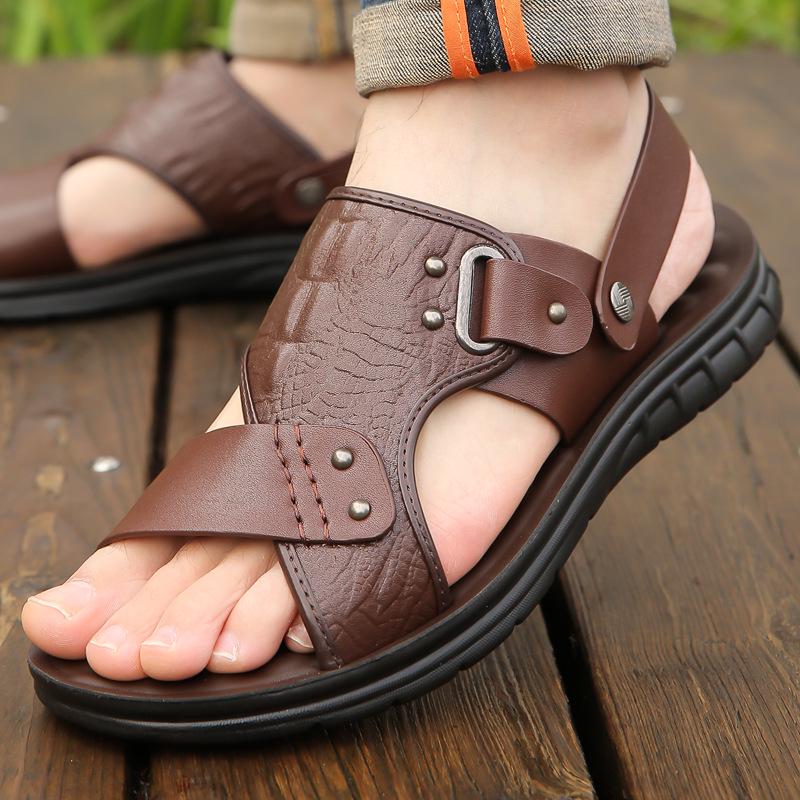 2025 Men's Summer Waterproof Thick-Soled Non-Slip Beach Sandals - Middle-Aged Dad's Driving Slippers