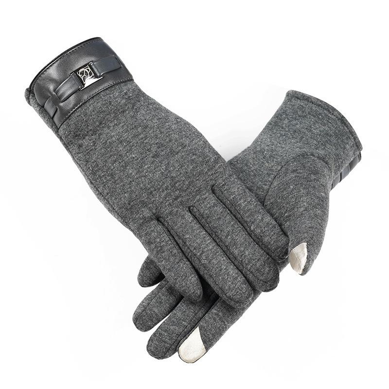 Warm Gloves New Rabbit Velvet Bow Outdoor Cycling Versatile Windproof and Cold Autumn and Winter Gloves