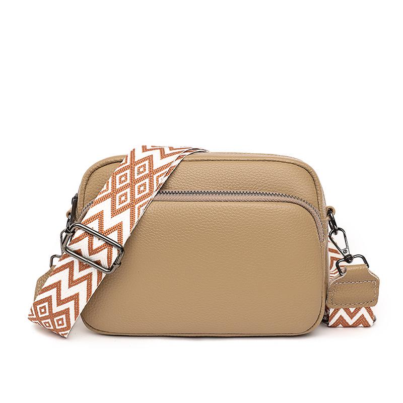 Women's Genuine Leather Lychee Pattern Shoulder Crossbody Bag - Versatile Small Square Design