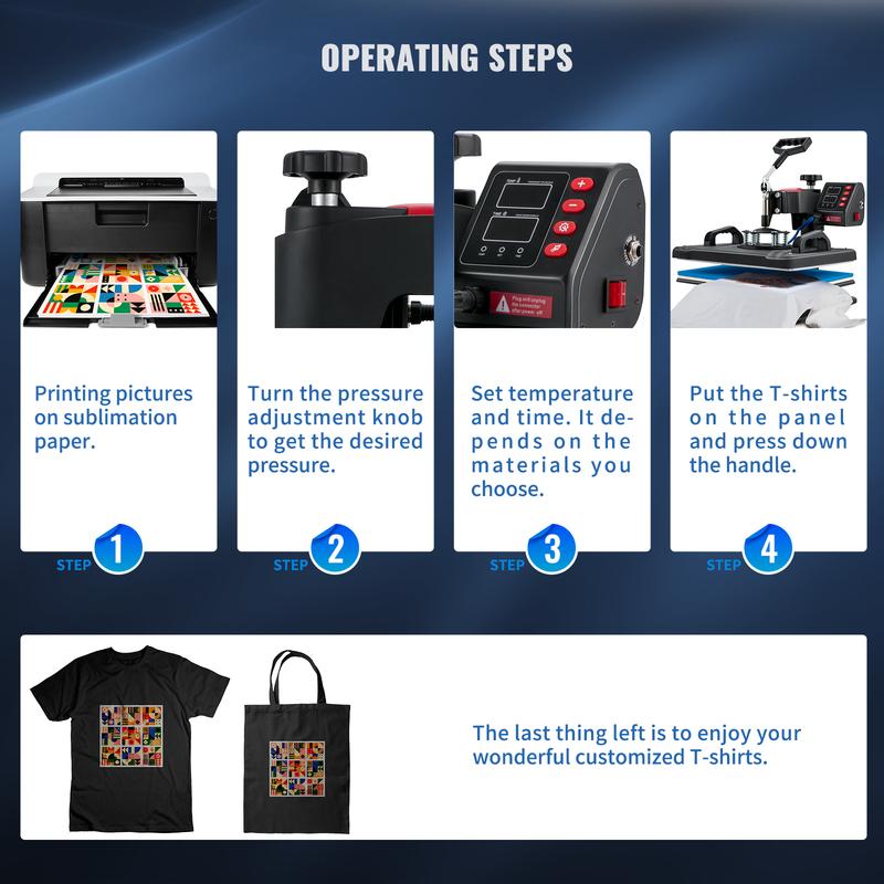 SucceBuy Hitzepresse 5in1 Hitzepressenmaschine 12x15in Clamshell Sublimation Transferdrucker Digitale Präzise Temperaturregelung