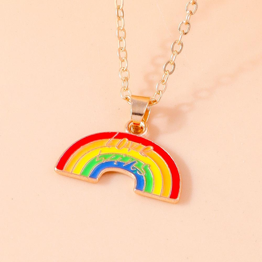 Cute Enamel Rainbow Flag Pendant Necklace for Women Girls Necklaces Chain Party Holiday Jewelry Gifts